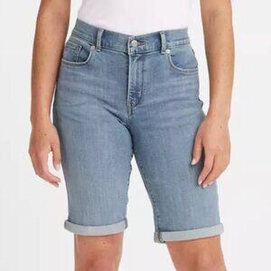 Levis Classic Bermuda Shorts Long Light Blue Jean Denim 31 Biker Cotton Soft